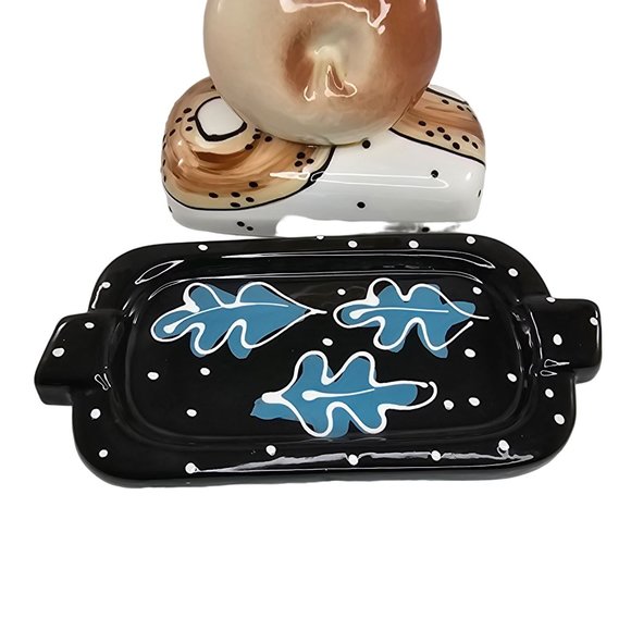 Bagel Shaped Butter Dish Studio Pottery Signed - Picture 7 of 8